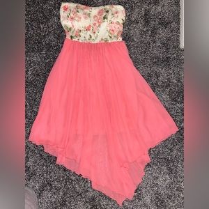 Strapless Pink Floral Dress! S